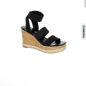 Madden Girl Black Marandaa Wedge Sandal Sz 9